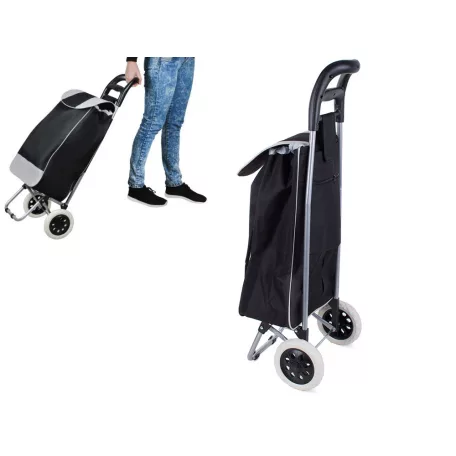  Nákupná taška skladacia na kolieskach - Čierno-sivá 