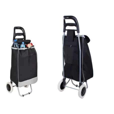  Nákupná taška skladacia na kolieskach - Čierno-sivá 