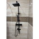 Štvorcová medená sprchová súprava s batériou - čierna farba