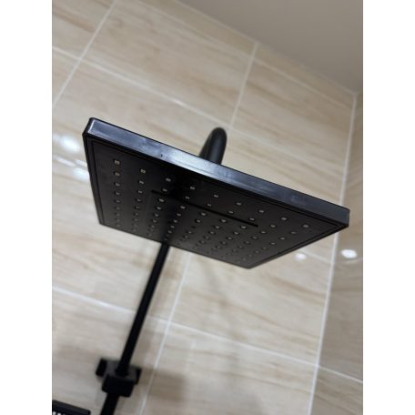 Štvorcová medená sprchová súprava s batériou - čierna farba