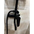 Štvorcová medená sprchová súprava s batériou - čierna farba