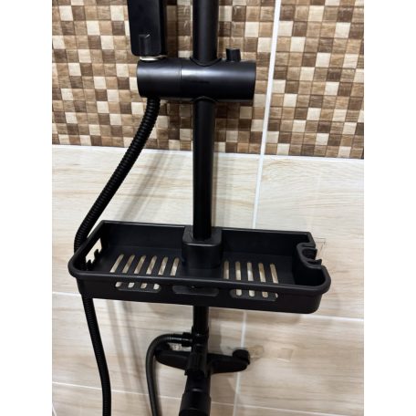 Štvorcová medená sprchová súprava s batériou - čierna farba