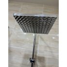 Hranatý medený sprchový set s batériou - farba chróm