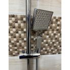 Hranatý medený sprchový set s batériou - farba chróm