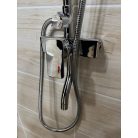 Hranatý medený sprchový set s batériou - farba chróm