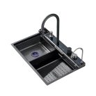Elegantný nerezový multifunkčný kuchynský drez s dvojitou batériou, umývačka skla, LED displej, doska na krájanie