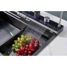 Elegantný nerezový multifunkčný kuchynský drez s dvojitou batériou, umývačka skla, LED displej, doska na krájanie