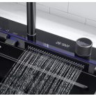 Elegantný multifunkčný kuchynský drez Boston z nehrdzavejúcej ocele s dvojitým kohútikom, umývačkou pohárou, LED displejom a doskou na krájanie - 76 cm x 45 cm