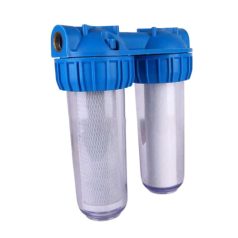   Dvojitý vodný filter s umývateľnými filtračnými vložkami, 3/4"