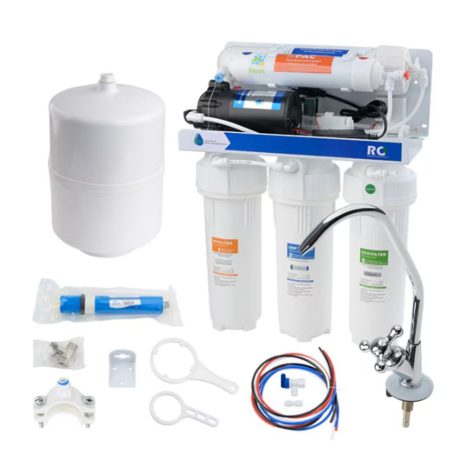 Vodný filter s reverznou osmózou, 0,0001 mikrónu, viacstupňový, s čerpadlom