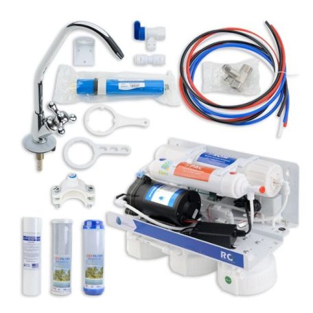Vodný filter s reverznou osmózou, 0,0001 mikrónu, viacstupňový, s čerpadlom