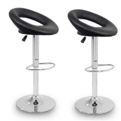   2 štýlové, výškovo nastaviteľné čierne barové stoličky Miami
