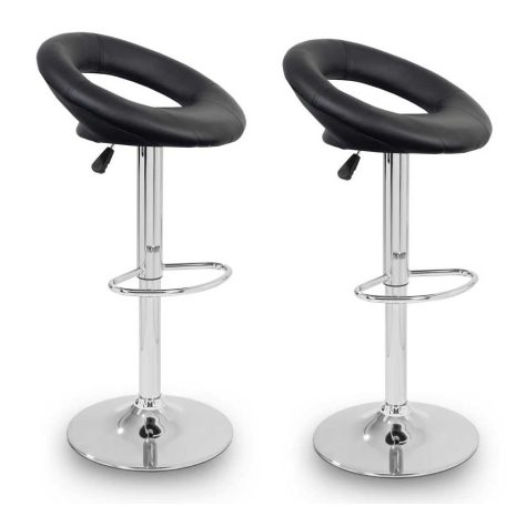 2 štýlové, výškovo nastaviteľné čierne barové stoličky Miami