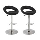 2 štýlové, výškovo nastaviteľné čierne barové stoličky Miami