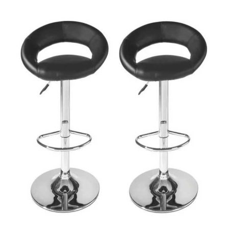 2 štýlové, výškovo nastaviteľné čierne barové stoličky Miami