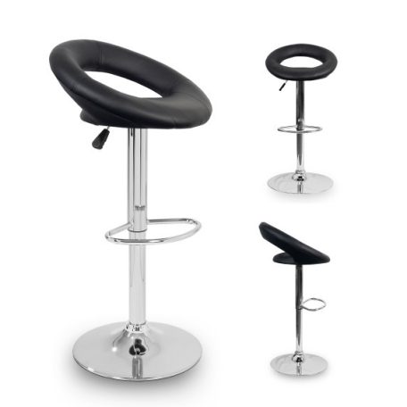 2 štýlové, výškovo nastaviteľné čierne barové stoličky Miami