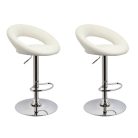2 štýlové, výškovo nastaviteľné biele barové stoličky Miami