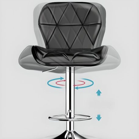 2 štýlové, výškovo nastaviteľné čierne barové stoličky Chicago