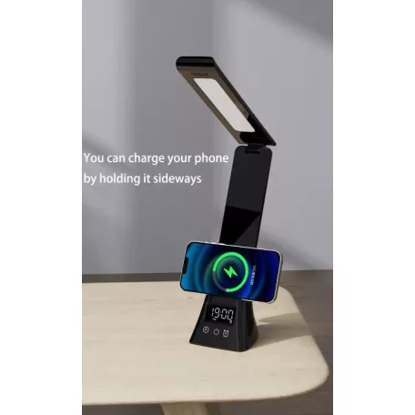 Stolná lampa, nabíjačka telefónu a hodiny  3 v 1 - 15 W