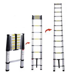   4,3 metrový skladací teleskopický kovový rebrík s 11 schodmi