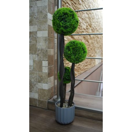 Umelý krušpán v tvare gule s kvetináčom - 3 guličkový