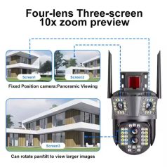   Profesionálna vonkajšia kamera (Wi-Fi), s tromi šošovkami, funkciou nočného videnia, 10x priblížením, detekciou pohybu, bezplatnou aplikáciou