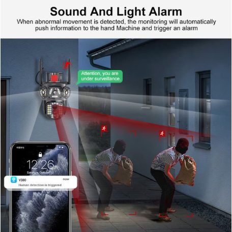 Profesionálna 12 MP vonkajšia kamera (Wi-Fi), s tromi šošovkami, funkcia nočného videnia, 10x zoom, detekcia pohybu, bezplatná aplikácia