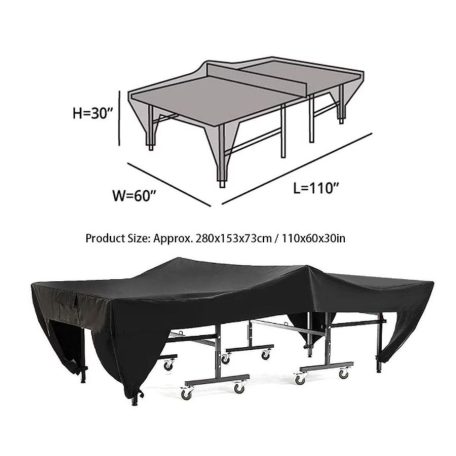 Ochranný poťah na pingpongový stôl odolný voči oderu a vode v čiernej farbe - 280 cm x 153 cm x 73 cm