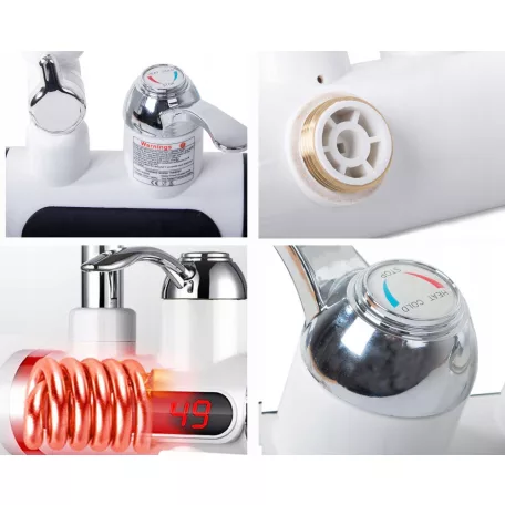 Nástenný prietokový ohrievač vody s LED displejom a sprchovou hlavicou - 3000 W