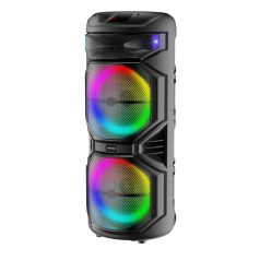   Veľký prenosný párty reproduktor s 2 mikrofónmi a svetlami - 1000 W PMPO