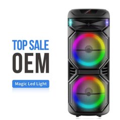   Veľký prenosný párty reproduktor s 2 mikrofónmi a svetlami - 1000 W PMPO