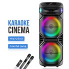 Veľký prenosný párty reproduktor s 2 mikrofónmi a svetlami - 1000 W PMPO