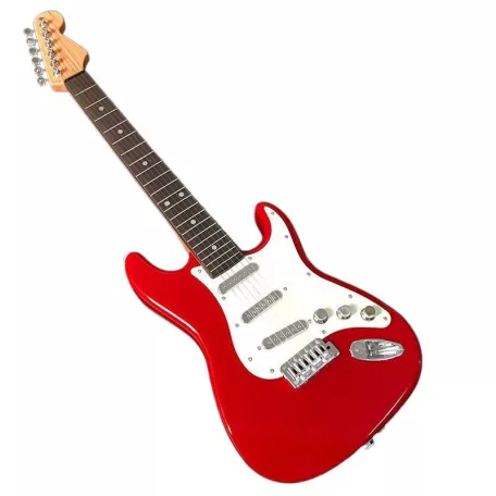 Červeno-biela hračkárska elektrická gitara
