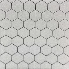   Austin biely hexagónový (včelí plást) 3D nástenný panel (67 cm x 67 cm) – samolepiaci