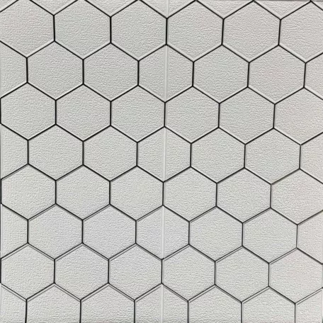 Austin biely hexagónový (včelí plást) 3D nástenný panel (67 cm x 67 cm) – samolepiaci