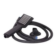 Elegantná čierna sprchová hlavica s držiakom