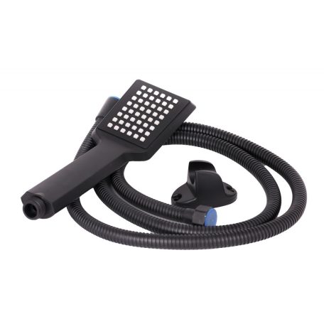 Elegantná čierna sprchová hlavica s držiakom