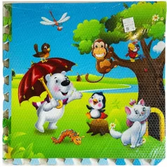 4 ks 60 cm x 60 cm  penových podložiek so vzorom zvieratok
