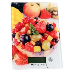   Digitálna kuchynská váha s LCD displejom a povrchom z tvrdeného skla - do 5 kg - ovocný vzor