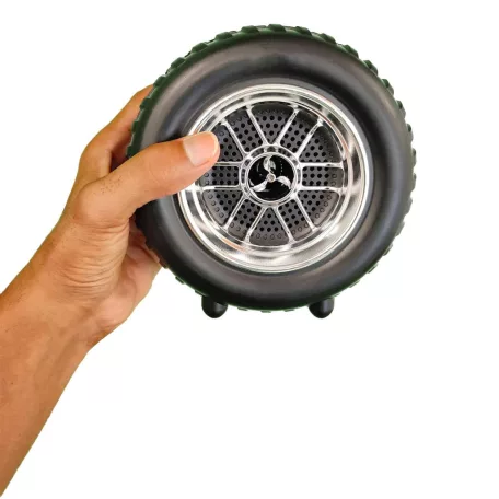 Bezdrôtový reproduktor v tvare kolesa v čiernej farbe - 15 cm