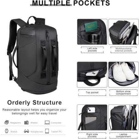 Multifunkčný cestovný batoh v čiernej farbe