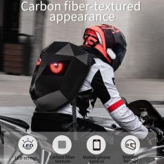   Čierny batoh s LED očami, ktoré je možné nastaviť pomocou telefónu