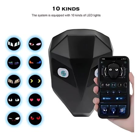 Čierny batoh s LED očami, ktoré je možné nastaviť pomocou telefónu