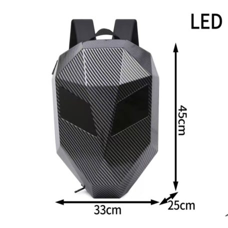 Čierny batoh s LED očami, ktoré je možné nastaviť pomocou telefónu