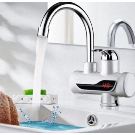 LED displejová batéria s okamžitým ohrievačom vody so sprchovou hlavicou v bielej farbe - 3000W