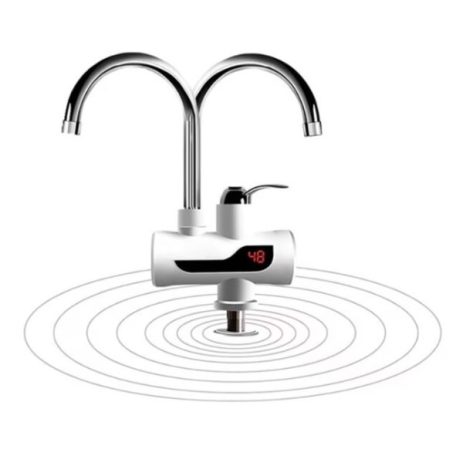 LED displejová batéria s okamžitým ohrievačom vody so sprchovou hlavicou v bielej farbe - 3000W