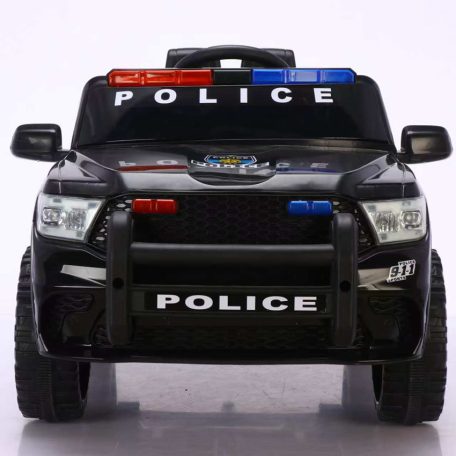 Elektrické policajné auto s dvojitým motorom a dvojitou batériou v čiernobielej farbe s rodičovským diaľkovým ovládaním a koženým sedadlom