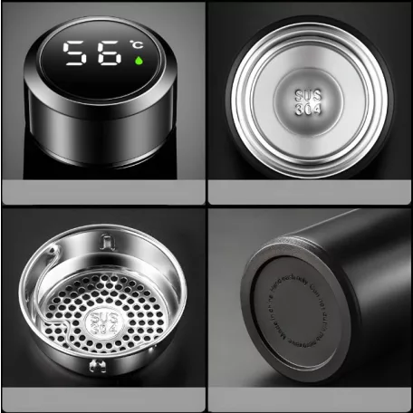 Smart termohrnček  z nehrdzavejúcej ocele s LCD displejom - 480 ml